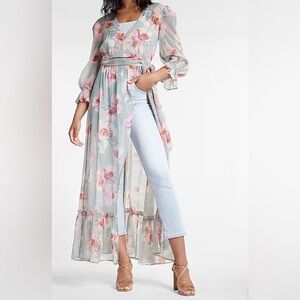 Express beautiful floral maxi cover up